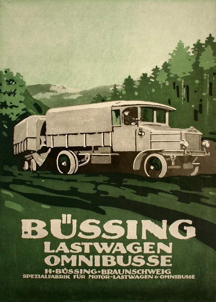 RPW Roystone Print Works Vintage Automobile 'Bussing Automobile Manufactureres, Strasbourg', Germany, 1914-18, Reproduction 250gsm A4 & A3 Vintage German WW1 Automobile Poster wall art poster – printed in Yorkshire