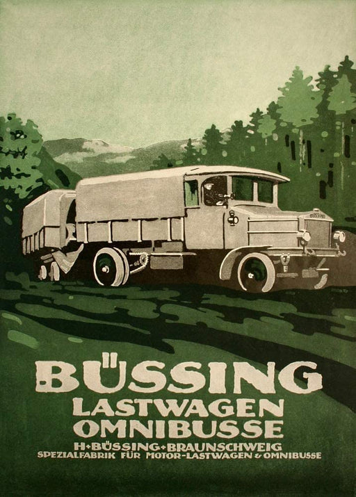 RPW Roystone Print Works Vintage Automobile 'Bussing Automobile Manufactureres, Strasbourg', Germany, 1914-18, Reproduction 250gsm A4 & A3 Vintage German WW1 Automobile Poster wall art poster – printed in Yorkshire