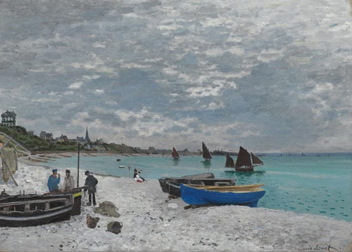 Claude Monet The Beach at Sainte-Adresse', France, 1867, Reproduction Vintage 250gsm A4 & A3 Classic Poster Print wall art poster – printed in Yorkshire