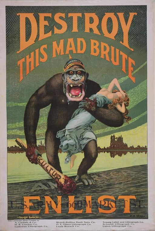 Destroy This Mad Brute by Harry R. Hopps 1917 Photo Picture Wall Print Poster wall art poster – printed in Yorkshire