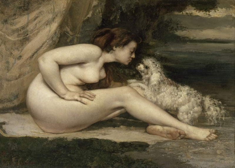 RPW Roystone Print Works Gustave Courbet 'Nude Woman with a Dog', France, 1861-62, Reproduction 250gsm A4 & A3 Vintage Classic Art Poster wall art poster – printed in Yorkshire