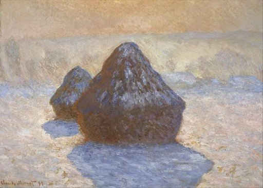 Claude Monet 'Haystacks, Snow Effect', France, 1891, Impressionism, Reproduction 250gsm A4 & A3 Vintage Classic Art Poster Print wall art poster – printed in Yorkshire