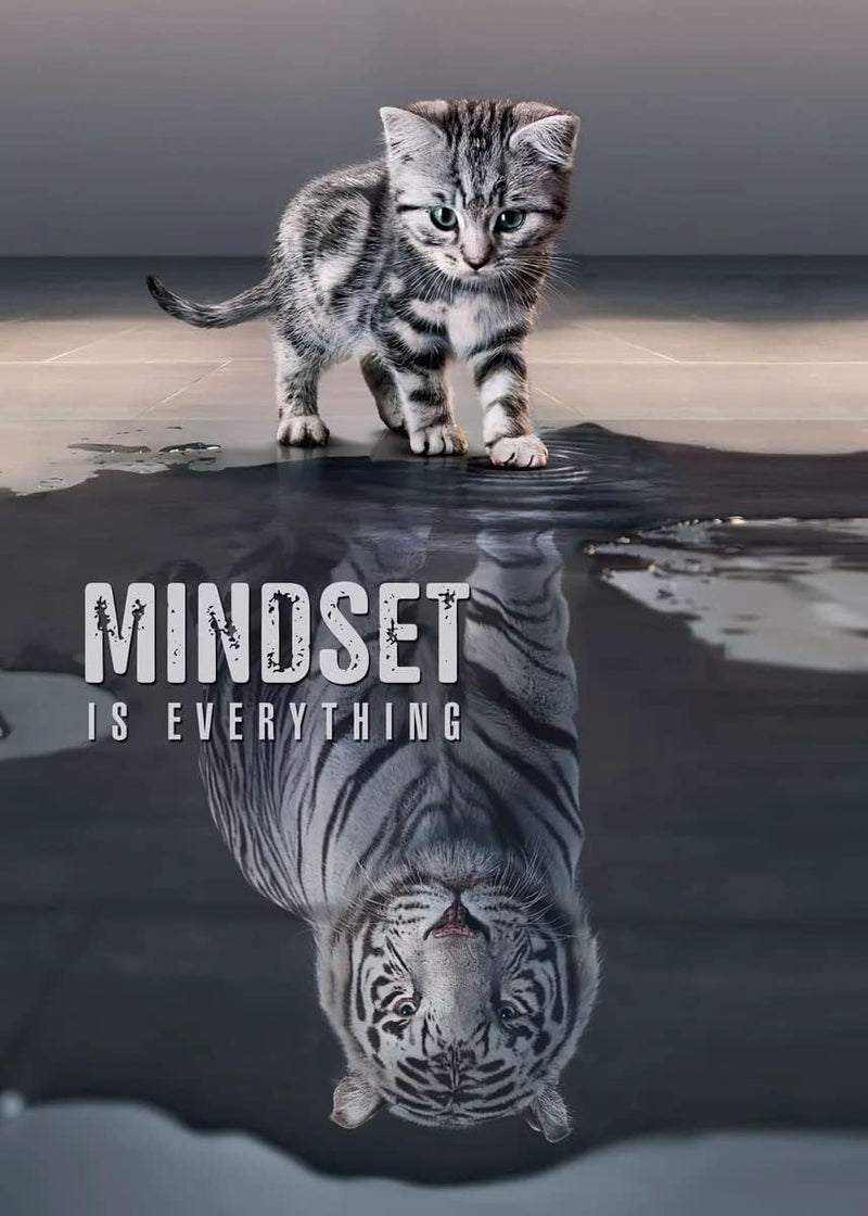 Mindset Is Everything Cat/Tiger Leader Motivational Inspirational Prevocational Life Action Success Quote Print Poster Wall Art Picture wall art poster – printed in Yorkshire