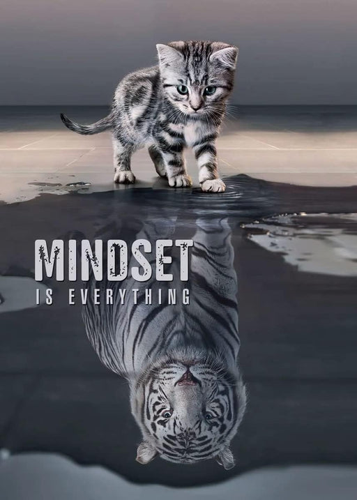 Mindset Is Everything Cat/Tiger Leader Motivational Inspirational Prevocational Life Action Success Quote Print Poster Wall Art Picture wall art poster – printed in Yorkshire