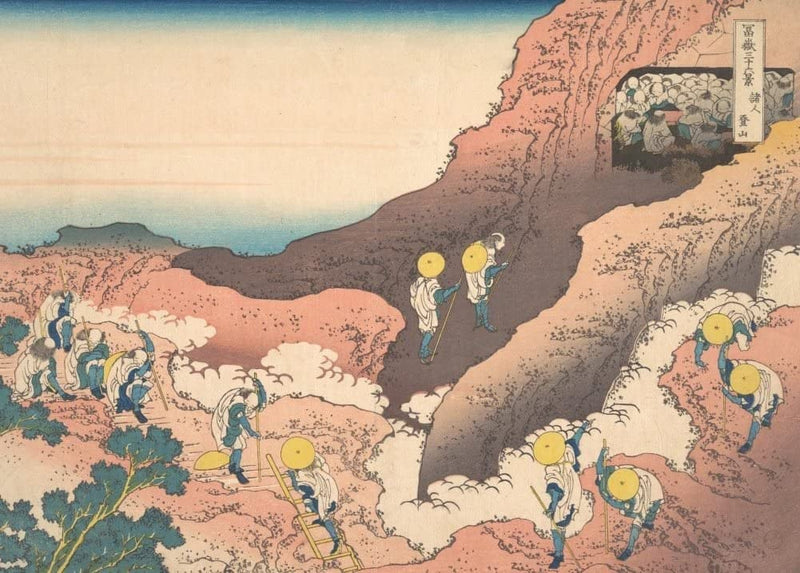 RPW Roystone Print Works Hokusai 'Groups of Mountain Climbers', Japan, 18-19th Century, Reproduction gloss A4 & A3 Ukiyo-e Classic Art Poster wall art poster – printed in Yorkshire