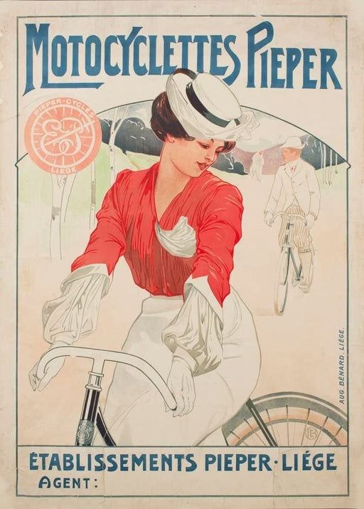 RPW Roystone Print Works Vintage Motorbikes 'Motocyclettes Piepper', Belgium, 1900's, Reproduction 250gsm A4 & A3 Vintage Art Nouveau Poster wall art poster – printed in Yorkshire