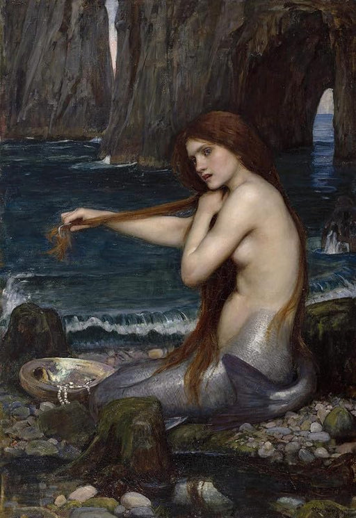 Vintage British Painting A Mermaid by Waterhouse 1900 Wall Art Photo Picture Print Poster wall art poster – printed in Yorkshire