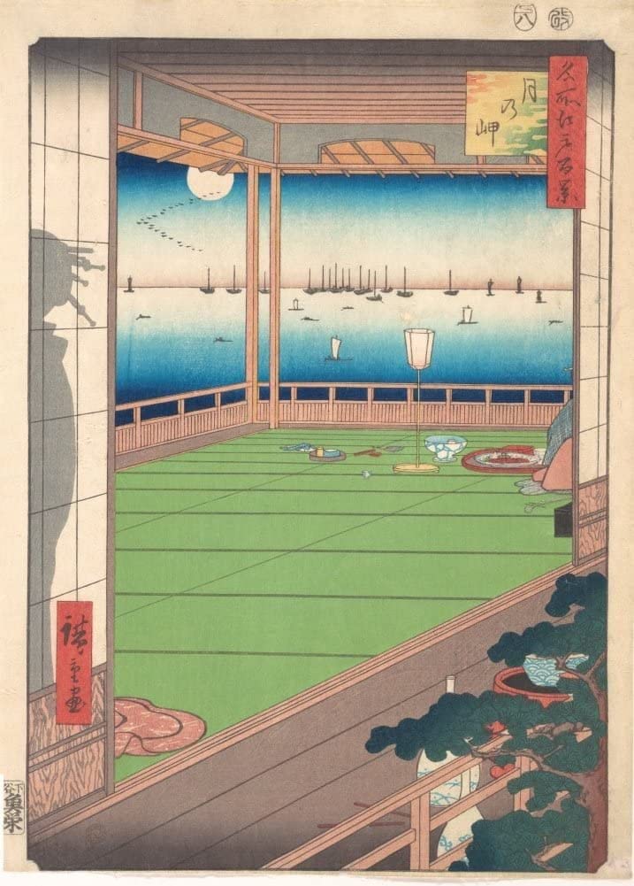 RPW Roystone Print Works Hiroshige 'Moon Viewing Point', Japan, 19th Century, Reproduction gloss A4 & A3 Vintage Classic Ukiyo-e Art Poster wall art poster – printed in Yorkshire