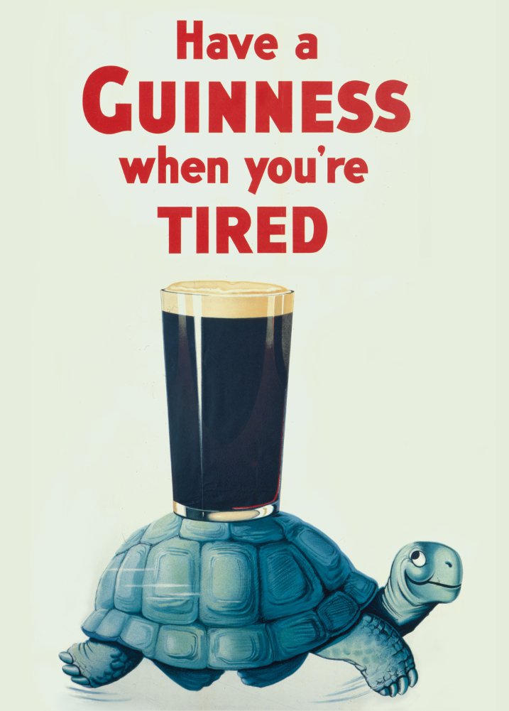 RPW Roystone Print Works Vintage Beers, Wines and Spirits 'Have a Guinness When You're Tired', Reproduction 250gsm Gloss A4 & A3 Vintage Poster wall art poster – printed in Yorkshire