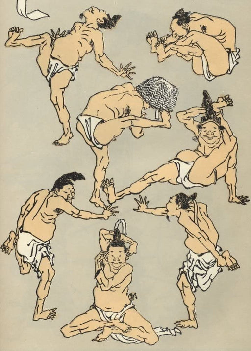RPW Roystone Print Works Hokusai 'Exercise Stretching', Japan, 18-19th Century, Reproduction gloss A4 & A3 Ukiyo-e Classic Art Poster wall art poster – printed in Yorkshire