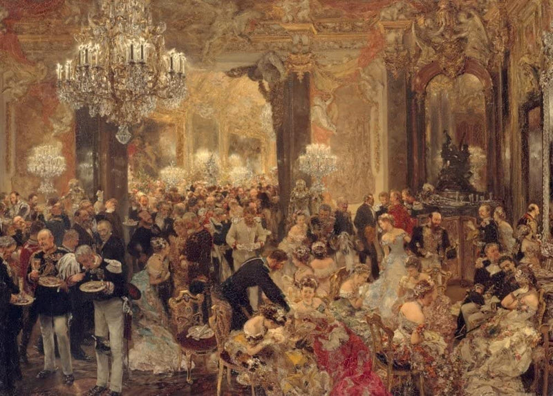 Adolph von Menzel 'The Dinner at The Ball, Detail', German Realism, 1878, Reproduction 250gsm A4 & A3 Vintage Classic Art Poster Print wall art poster – printed in Yorkshire