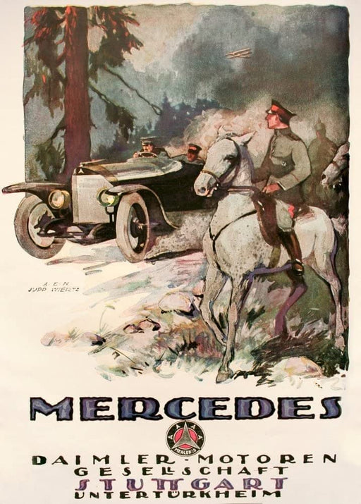 RPW Roystone Print Works Vintage Automobile 'Mercedes Daimler, Stuttgart', Germany, 1914-18, Reproduction 250gsm A4 & A3 Vintage German WW1 Automobile Poster wall art poster – printed in Yorkshire