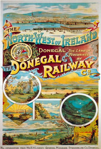 Vintage North West Of Ireland Donegal Railway Irish Travel Poster Wall Art A3 & A4 Re-Print wall art poster – printed in Yorkshire