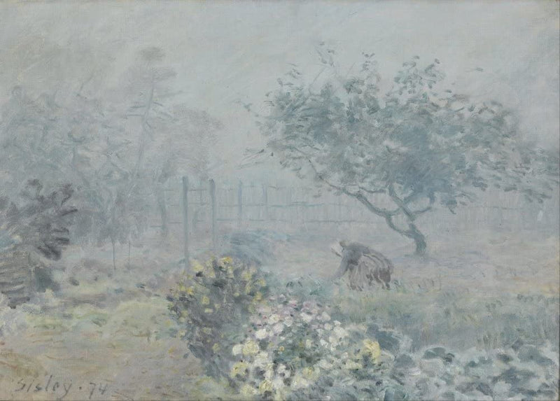 Alfred Sisley 'Le Brouillard, Voisins', 1874, British, Impressionism, Reproduction 250gsm A4 & A3 Vintage Classic Art Poster Print wall art poster – printed in Yorkshire