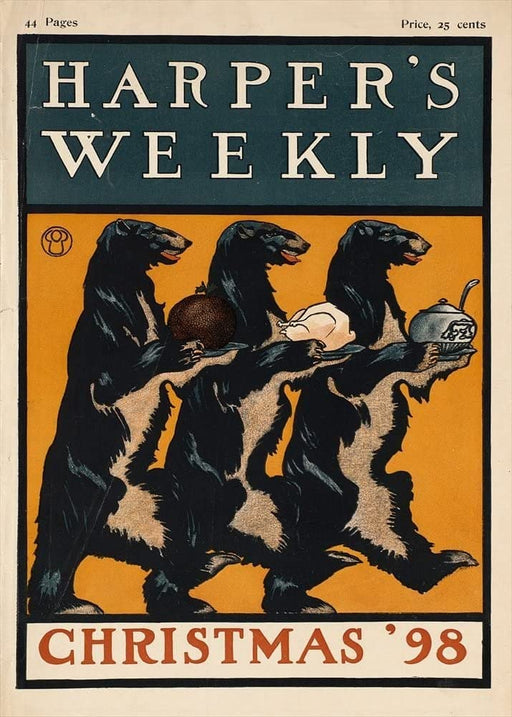 RPW Roystone Print Works Vintage Literature 'Three Dogs' from 'Harper's Magazine', U.S.A, 1898, Edward Penfield, Reproduction 250gsm A4 & A3 Vintage Art Nouveau Poster wall art poster – printed in Yorkshire