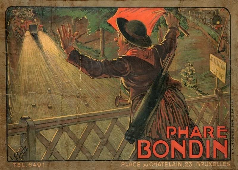 RPW Roystone Print Works Vintage Automobile 'Phare Bondin Car Maintenance', Belgium, Reproduction 250gsm A4 & A3 Vintage Art Nouveau Automobile Poster wall art poster – printed in Yorkshire