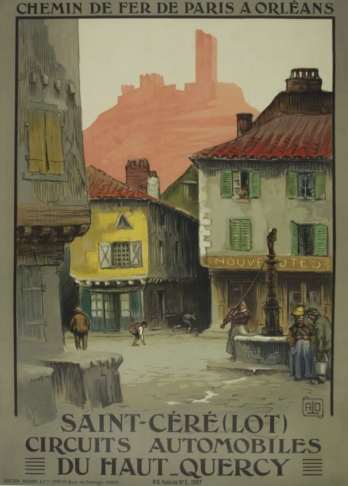 RPW Roystone Print Works Vintage Travel France 'Saint-Cere Circuits Automobiles', 1927, Reproduction 250gsm A4 & A3 Vintage Art Deco Travel Automobile Poster wall art poster – printed in Yorkshire