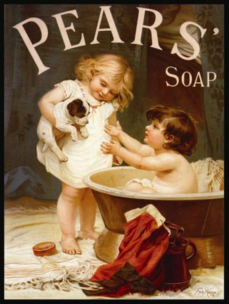 Pears Soap - Puppy Bath Time Vintage Poster Wall Art A3 & A4 Print wall art poster – printed in Yorkshire