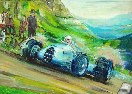 RPW Roystone Print Works Vintage Automobile 'Up in The Hills', Reproduction 250gsm A4 & A3 Vintage Automobile Racing Poster wall art poster – printed in Yorkshire