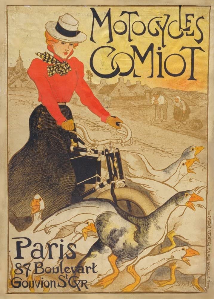 RPW Roystone Print Works Vintage Motorbikes 'Comiot Motorcyles, Paris', France, 1899, Reproduction 250gsm A4 & A3 Vintage Art Nouveau Poster wall art poster – printed in Yorkshire