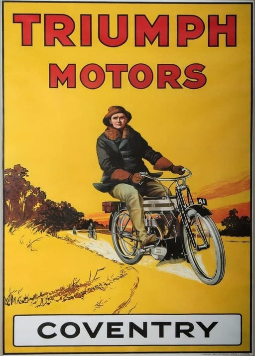 RPW Roystone Print Works Vintage Motorbikes 'Triumph Motors of Coventry', England, 1960, Reproduction 250gsm A4 & A3 Vintage Art Deco Poster wall art poster – printed in Yorkshire