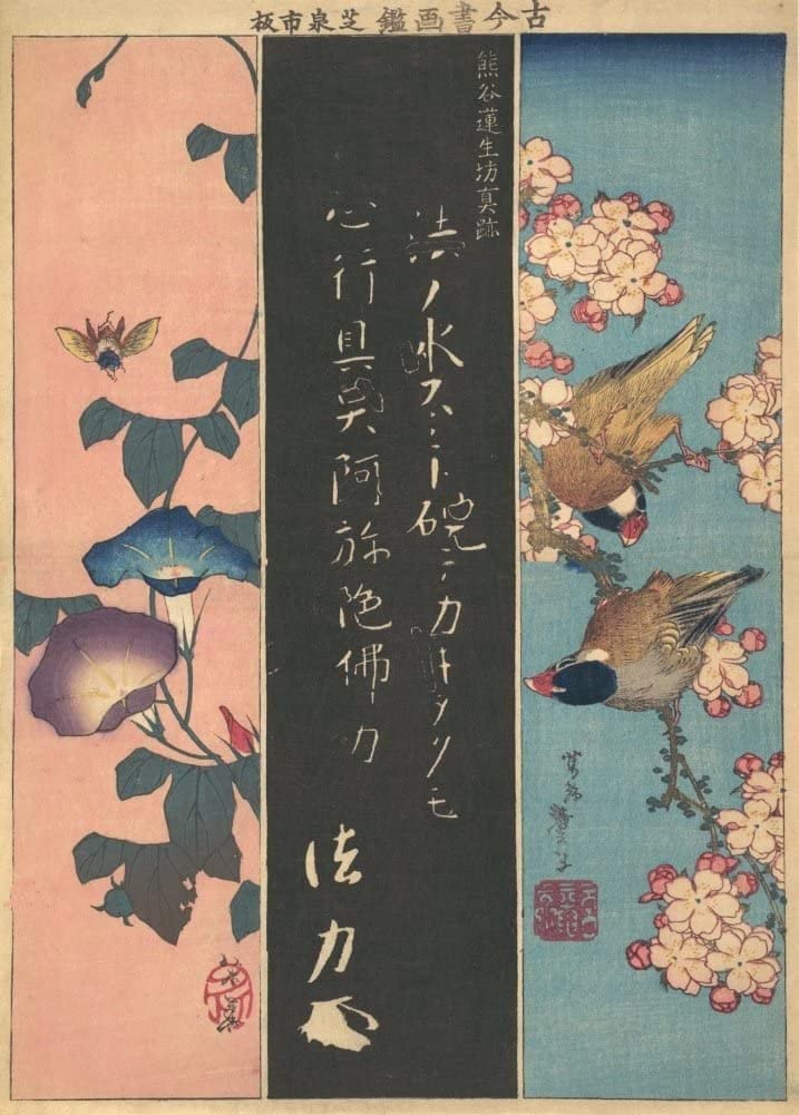 RPW Roystone Print Works Hokusai 'Birds and Flowers', Japan, 18-19th Century, Reproduction gloss A4 & A3 Ukiyo-e Classic Art Poster wall art poster – printed in Yorkshire