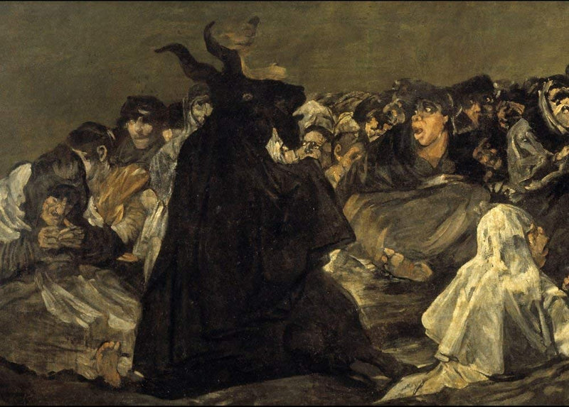 RPW Roystone Print Works Vintage Occult and Magic 'The Coven, Detail', from 'The Black Paintings', by Francisco Goya, Spain, 1819-23, Reproduction 250gsm Gloss A4 & A3 Vintage Poster wall art poster – printed in Yorkshire