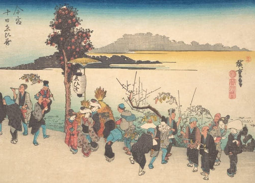 RPW Roystone Print Works Hiroshige 'Imamiya Toka Ebisu', Japan, 19th Century, Reproduction gloss A4 & A3 Vintage Classic Ukiyo-e Art Poster wall art poster – printed in Yorkshire