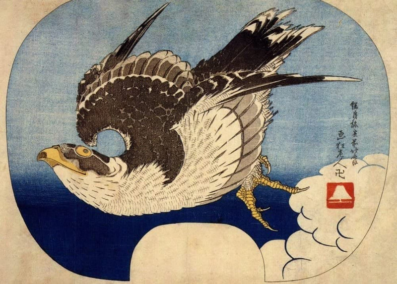 RPW Roystone Print Works Hokusai 'Flying Falcon', Japan, 18-19th Century, Reproduction gloss A4 & A3 Ukiyo-e Classic Art Poster wall art poster – printed in Yorkshire