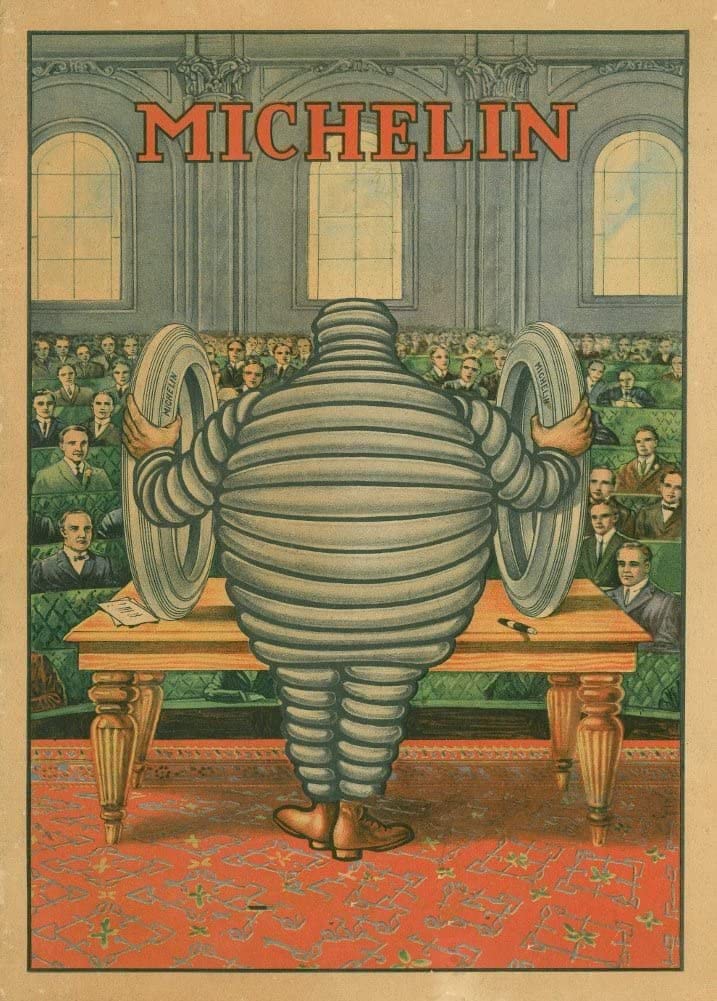 RPW Roystone Print Works Vintage Automobile 'Michelin Tyres', U.S.A, 1913, Reproduction 250gsm A4 & A3 Vintage Automobile Poster wall art poster – printed in Yorkshire
