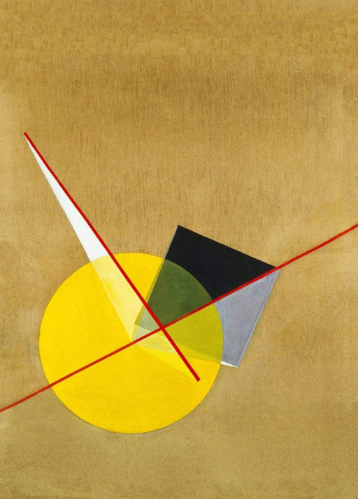 RPW Roystone Print Works Laszlo Moholy-Nagy 'Z II Yellow Circle, 1921,Hungary, Reproduction 250gsm Gloss A4 & A3 Vintage Classic Bauhaus Constructivism Poster wall art poster – printed in Yorkshire