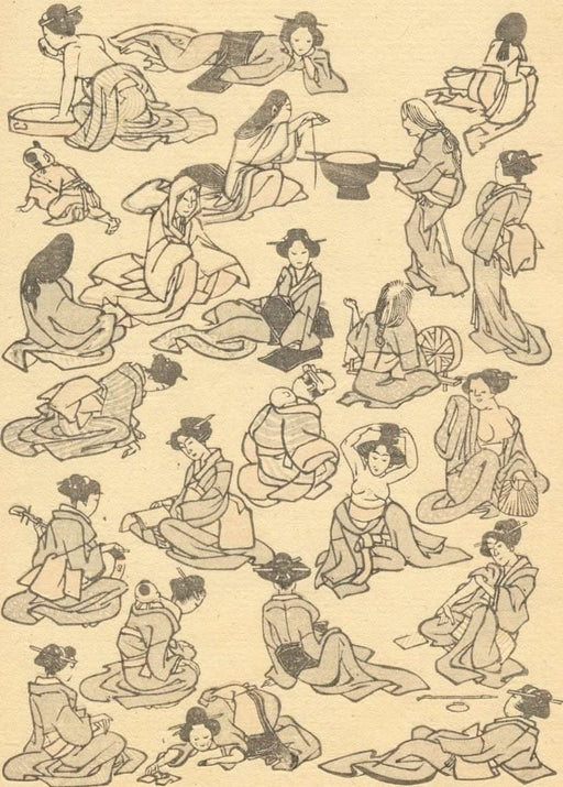 RPW Roystone Print Works Hokusai 'Leisure Time, Second Illustrations', Japan, 18-19th Century, Reproduction gloss A4 & A3 Ukiyo-e Classic Art Poster wall art poster – printed in Yorkshire