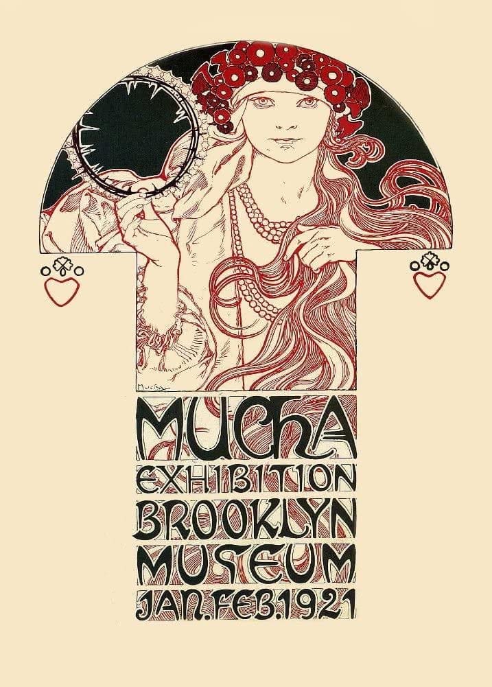 Alphonse Mucha 'The 1921 Brooklyn Exhibition, Reproduction 250gsm A4 & A3 Vintage Poster Print wall art poster – printed in Yorkshire