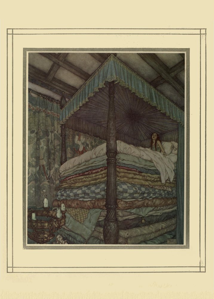 RPW Roystone Print Works Edmund Dulac 'The Princess and The Pea, Reproduction 250gsm Gloss A4 & A3 Vintage Classic Art Poster wall art poster – printed in Yorkshire