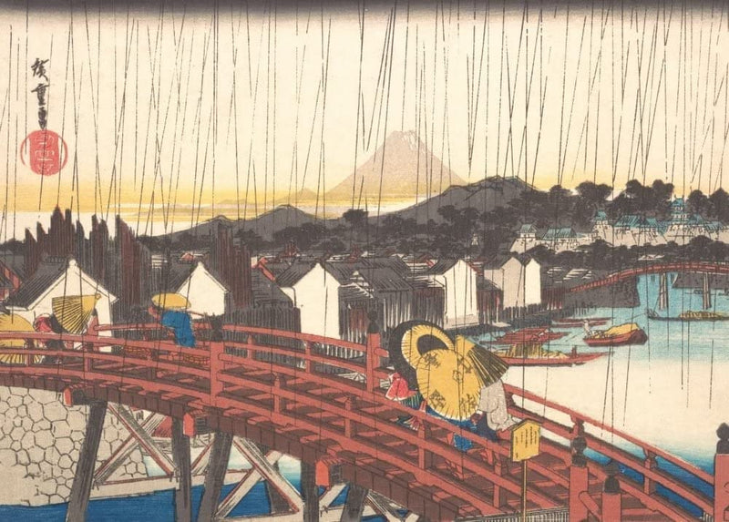 RPW Roystone Print Works Hiroshige 'Sunshower at Nihonbashi', Japan, 19th Century, Reproduction gloss A4 & A3 Vintage Classic Ukiyo-e Art Poster wall art poster – printed in Yorkshire