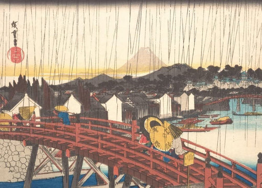 RPW Roystone Print Works Hiroshige 'Sunshower at Nihonbashi', Japan, 19th Century, Reproduction gloss A4 & A3 Vintage Classic Ukiyo-e Art Poster wall art poster – printed in Yorkshire