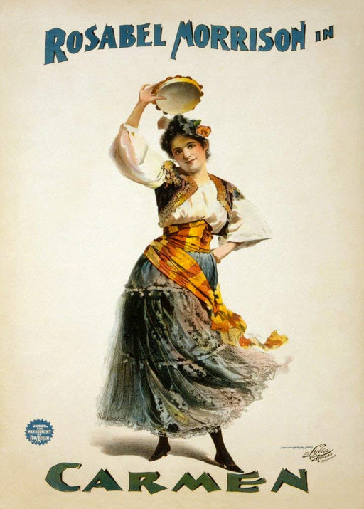 RPW Roystone Print Works Vintage Classical Music and Opera 'Carmen', with Rosabel Morrison, U.S.A, 1886, Reproduction 250gsm Gloss A4 & A3 Vintage Music Poster wall art poster – printed in Yorkshire