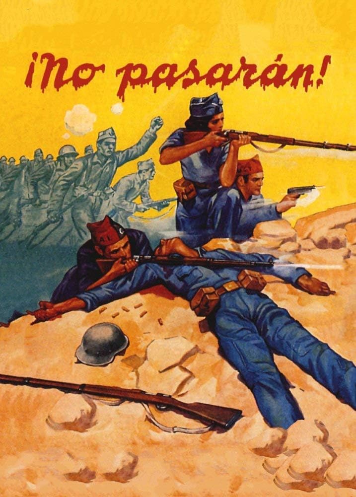 RPW Roystone Print Works Vintage Spanish Civil War Propaganda 'They Shall not Pass', Spain, 1936-39, Reproduction 250gsm Gloss A4 & A3 Vintage Propaganda Poster wall art poster – printed in Yorkshire
