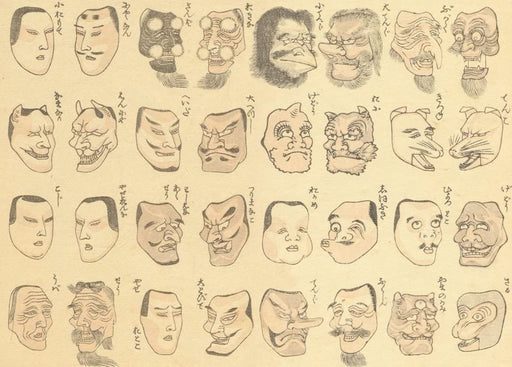 RPW Roystone Print Works Hokusai 'Masks for Dancing in Festivals, Third Illustrations', Japan, 18-19th Century, Reproduction gloss A4 & A3 Ukiyo-e Classic Art Poster wall art poster – printed in Yorkshire