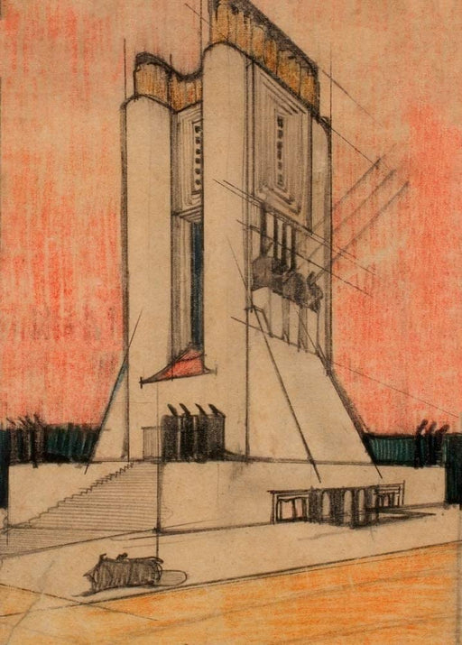 Antonio Sant'Elia 'First World War Memorial', Italy, circa. 1912-16, Reproduction 250gsm A4 & A3 Vintage Italian Futurism Poster Print wall art poster – printed in Yorkshire