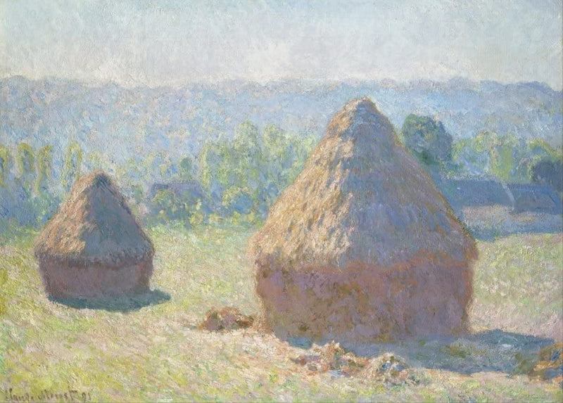 Claude Monet 'Haystacks, end of Summer', France, 1891, Impressionism, Reproduction 250gsm A4 & A3 Vintage Classic Art Poster Print wall art poster – printed in Yorkshire