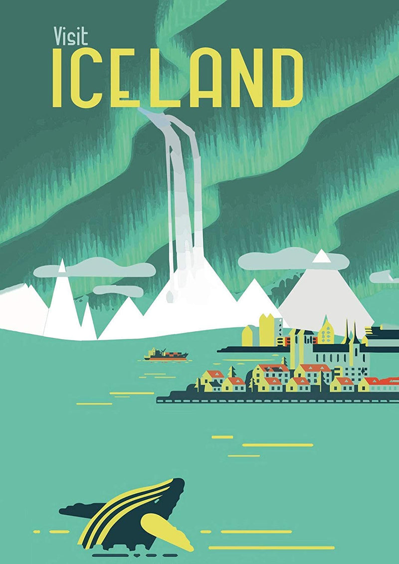 RPW Iceland Vintage Railway Travel Poster Art Print A3 42 x 30cm wall art poster – printed in Yorkshire