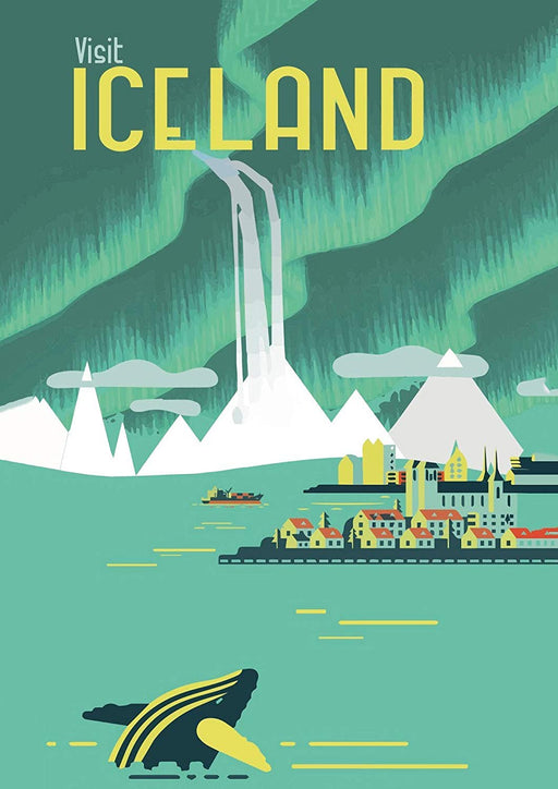 RPW Iceland Vintage Railway Travel Poster Art Print A3 42 x 30cm wall art poster – printed in Yorkshire