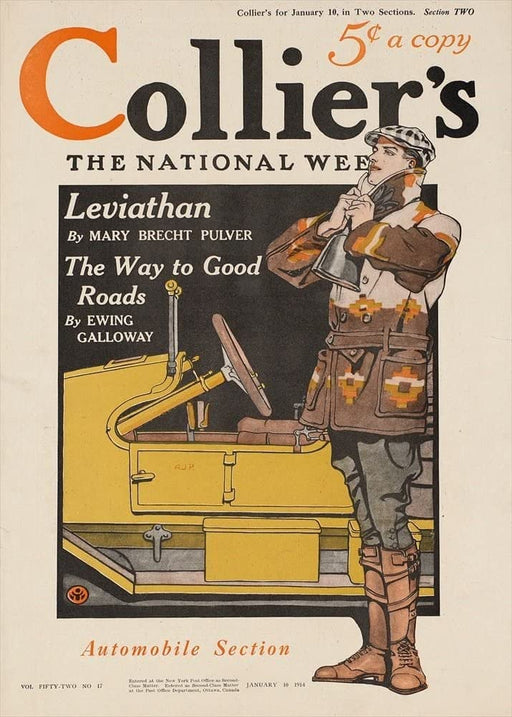 RPW Roystone Print Works Vintage Automobile 'Collier's Automobile Edition', U.S.A, by Edward Penfield, Reproduction 250gsm A4 & A3 Vintage Automobile Poster wall art poster – printed in Yorkshire