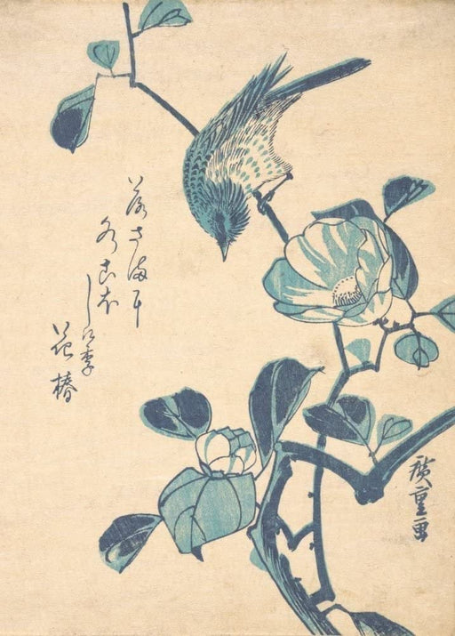 RPW Roystone Print Works Hiroshige 'Camellia and Bird', Japan, 19th Century, Reproduction gloss A4 & A3 Vintage Classic Ukiyo-e Art Poster wall art poster – printed in Yorkshire