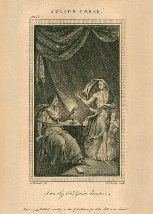 RPW Roystone Print Works Vintage Film and Theatre 'Shakespeare. Julius Ceasar. I am Thy Evil Genius, Brutus. Title Page', England, 1773, Reproduction 250gsm A4 & A3 Vintage Shakespeare Poster wall art poster – printed in Yorkshire