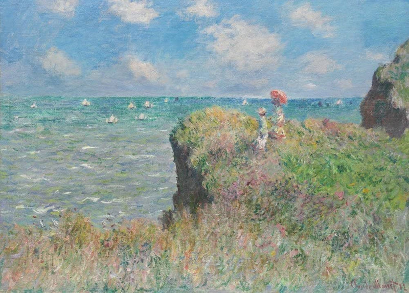 Claude Monet 'Clifftop Walk at Pourville, Detail', France, 1882, Reproduction 250gsm A4 & A3 Vintage Poster Print wall art poster – printed in Yorkshire