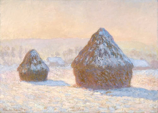 Claude Monet 'Wheatstacks, Snow Effect, Morning', France, 1891, Impressionism, Reproduction 250gsm A4 & A3 Vintage Classic Art Poster Print wall art poster – printed in Yorkshire