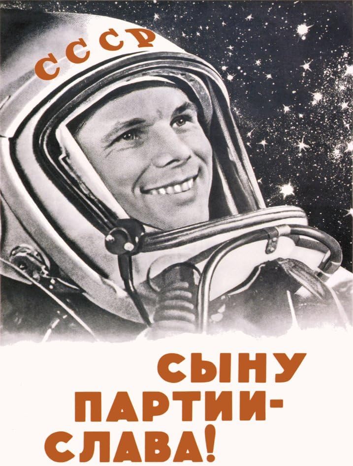 RPW Roystone Print Works Long Live The Son of The Communist Party, Yuri Gagarin', 1961, Reproduction 250gsm Gloss A4 & A3 Vintage Space Communist Propaganda Poster wall art poster – printed in Yorkshire