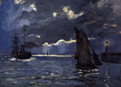 Claude Monet 'A Seascape, Shipping by Moonlight, Detail', France, 1864, Impressionism, Reproduction 250gsm A4 & A3 Vintage Classic Art Poster Print wall art poster – printed in Yorkshire